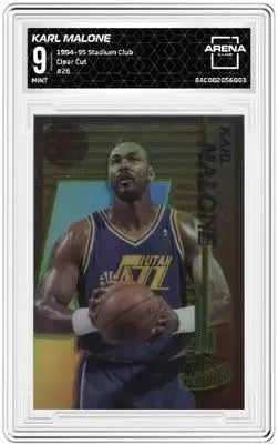 Graded Stadium Club Karl Malone 1994-95 Clear Cut Basketball Card in pristine condition