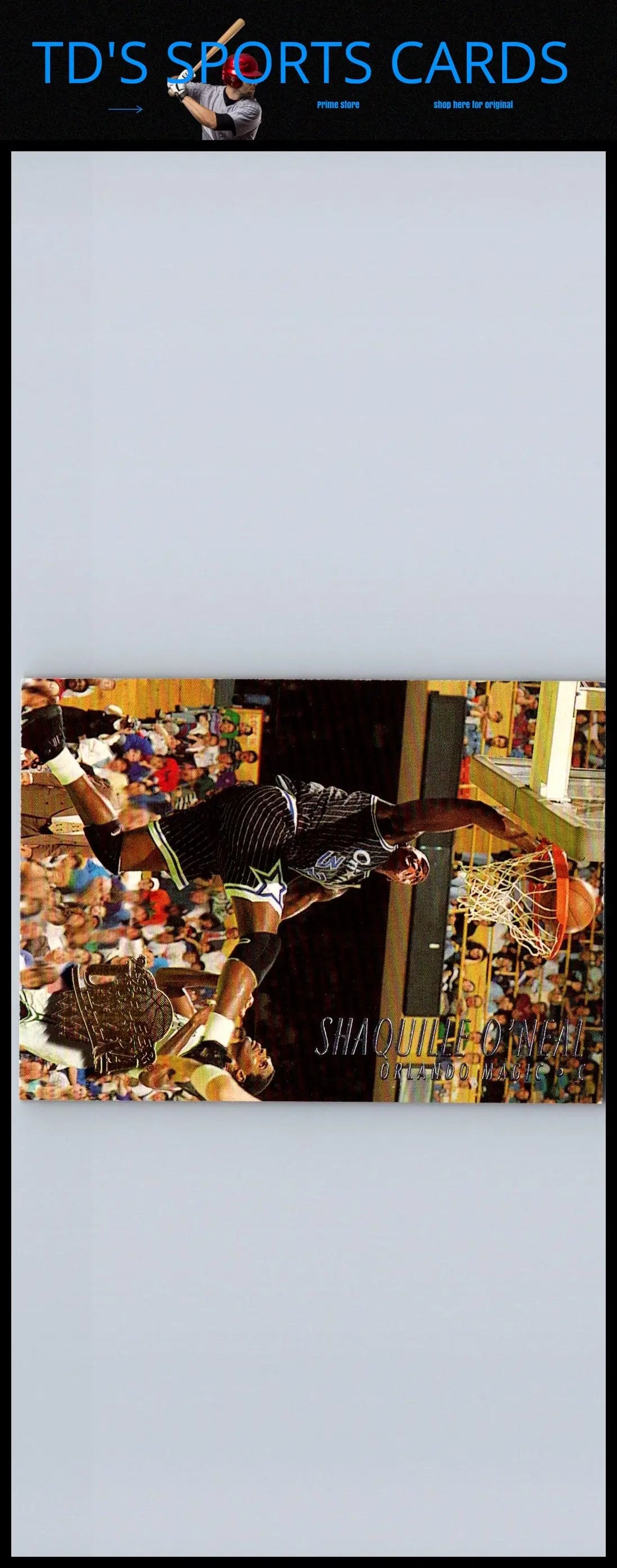 Shaquille O’Neal trading card from 1994-95 Ultra #135 featuring basketball legend