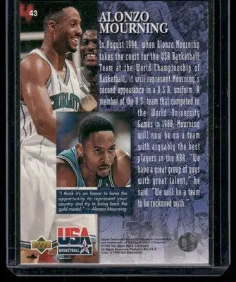 1994-95 Upper Deck Alonzo Mourning #43 Gold Basketball - Basketball Card Single
