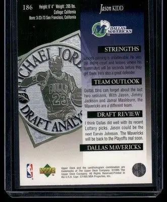 1994-95 Upper Deck Michael Jordan’s Draft Analysis Jason Kidd #186 Basketball - Basketball Card Single