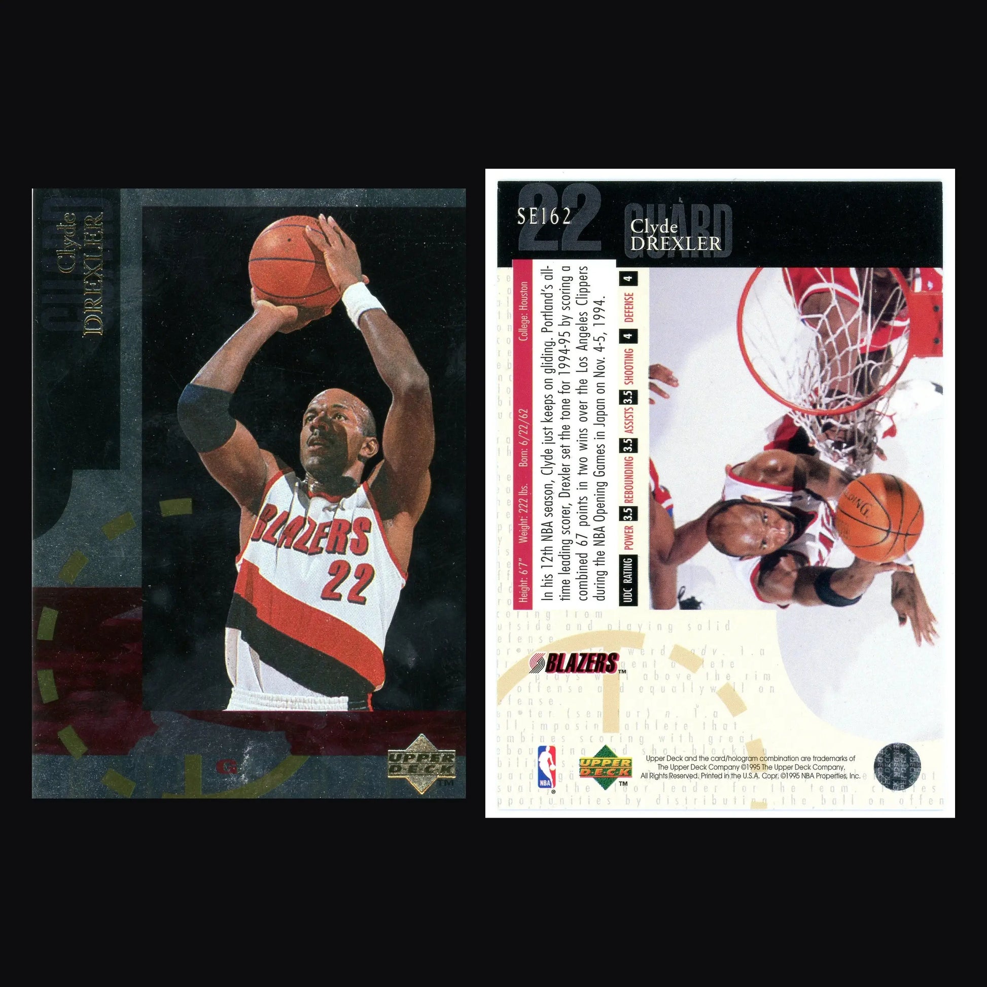 1994-95 Upper Deck SE Clyde Drexler #SE162 Gold Special Edition HOF - Basketball Card Single