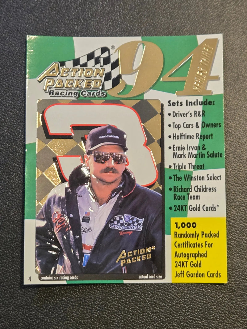 1994 Action Packed #4 Dale Earnhardt Series 3 Oversize Pack Covers - Racing Card Single