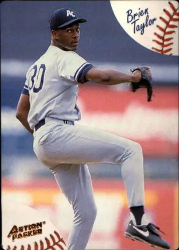 Baseball player mid-pitch from 1994 Action Packed Minors Brien Taylor NM-MT
