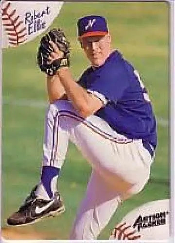 Baseball player pitching from 1994 Action Packed Minors series, packed minors collectible