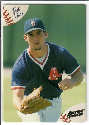 Baseball card featuring Trot Nixon in Boston Red Sox uniform from Action Packed Minors series