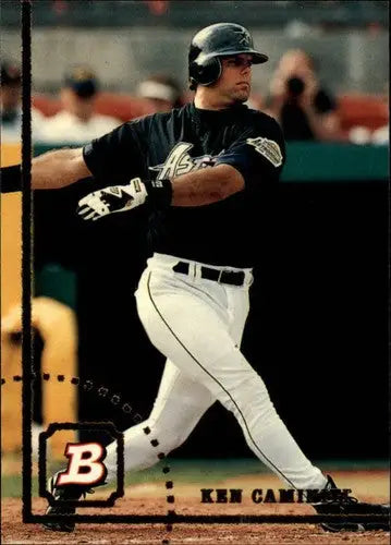 Original gloss baseball card featuring Ken Caminiti swinging bat from 1994 Bowman #230