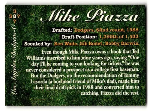 1994 Bowman #387 Mike Piazza Los Angeles Dodgers Baseball Cards NM N ID:62823 - Baseball Card Single