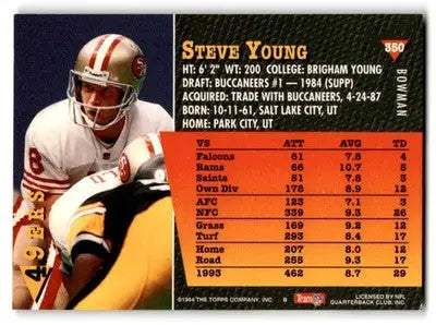 1994 Bowman Football Steve Young #350 San Francisco 49ers - Football Card Single