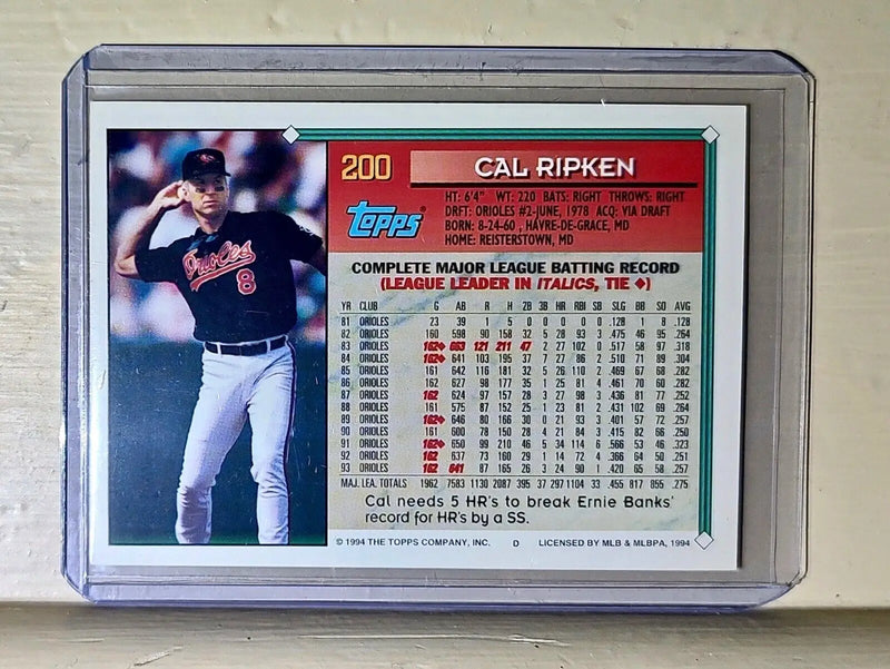 1994 Cal Ripken Topps Baseball Card #200