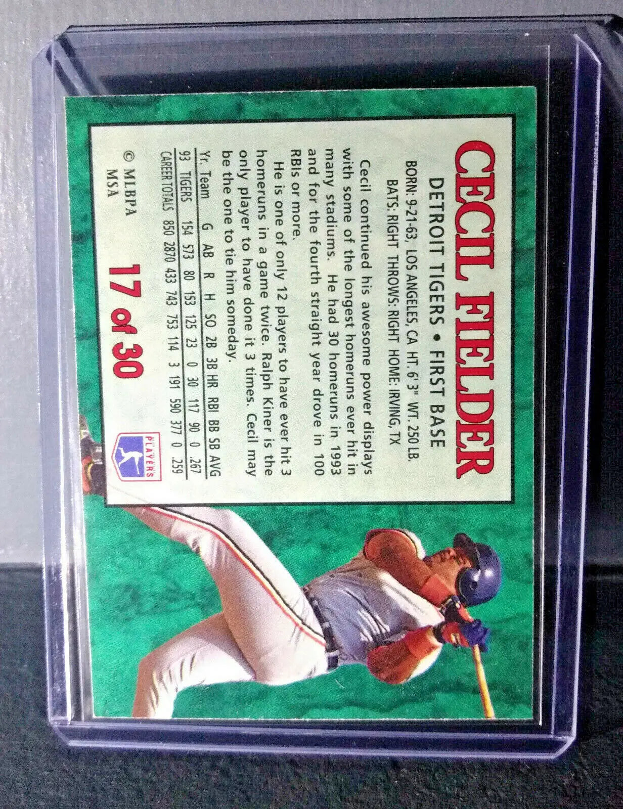 1994 Cecil Fielder Post Collection #17 Baseball Card Detroit Tigers - Baseball Card Single