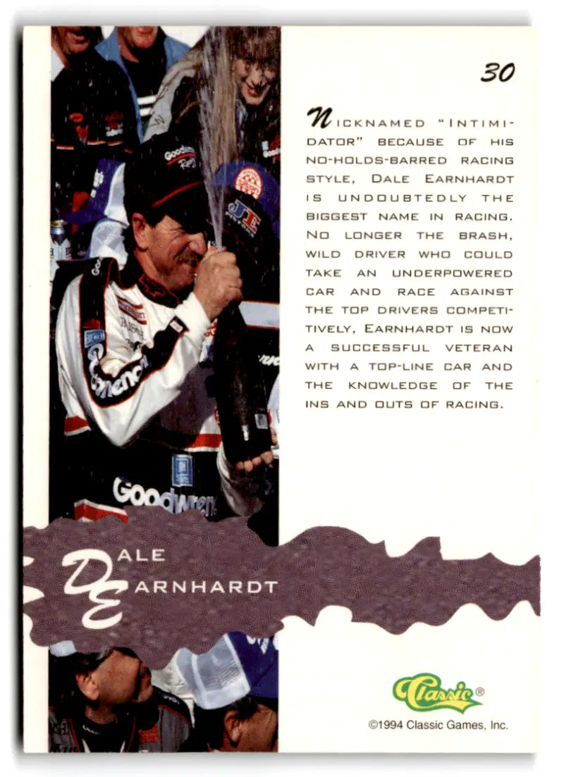 1994 Classic Assets #30 Dale Earnhardt NM Near Mint ID:81310 - Racing Card Single