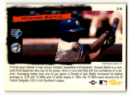 Original gloss baseball card of Howard Battle from 1994 Classic Cream of the Crop