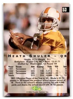 1994 Classic Four Sport #53 Heath Shuler - Football Card Single