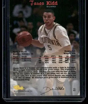 1994 Classic Jason Kidd #2 Basketball - Basketball Card Single
