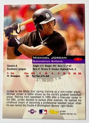 1994 Classic Minor League All Star Edition - Michael Jordan #1 - Baseball Card Single