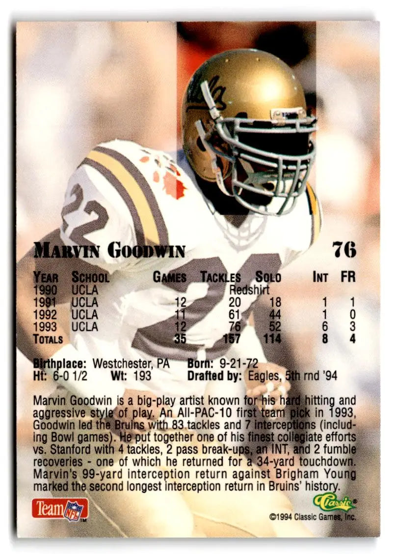 1994 Classic NFL Draft #76 Marvin Goodwin - Football Card Single