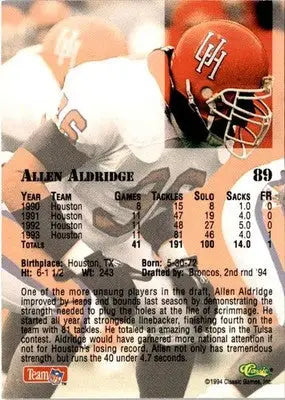 1994 Classic NFL Draft #89 Allen Aldridge - Football Card Single