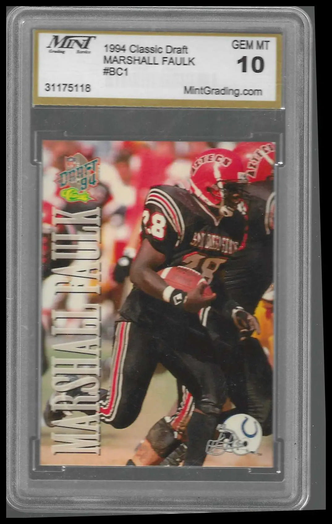 1994 Classic NFL Draft Bonus Card #BC1 Marshall Faulk MINT GEM/MT 10 - Football Card Single