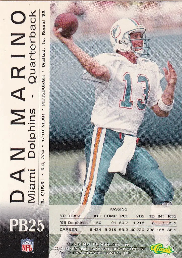1994 CLASSIC #PB25 DAN MARINO SPOT LIGHT- MIAMI DOLPHINS