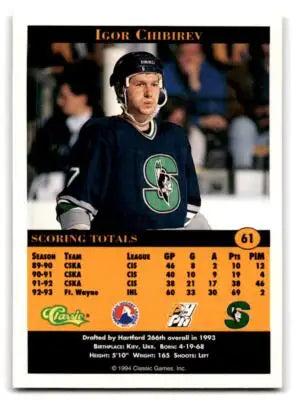1994 Classic Pro Hockey Prospects #61 Igor Chibirev - Hockey Card Single