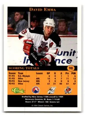 1994 Classic Pro Hockey Prospects #98 David Emma - Hockey Card Single