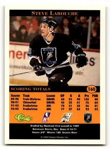 1994 Classic Pro Prospects #160 Steve Larouche Atlanta Knights Hocke ID:55502 - Hockey Card Single