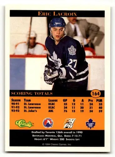 1994 Classic Pro Prospects #164 Eric Lacroix St. John’s Maple Leafs ID:55503 - Hockey Card Single