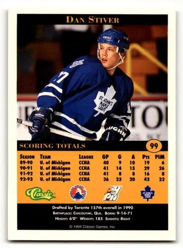 1994 Classic Pro Prospects #99 Dan Stiver St. John’s Maple Leafs Hoc ID:55508 - Hockey Card Single