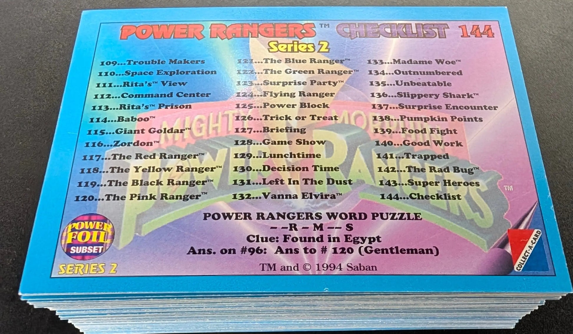 1994 Collect-a-Card Power Rangers Series 2 Power Foil (Retail Rainbow) Parallel 72 Card Set - Non-Sports Card Single