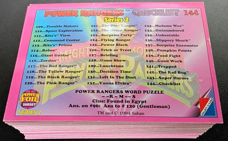 1994 Collect-a-Card Power Rangers Series 2 Power Foil (Yellow Hobby) Parallel 72 Card Set - Non-Sports Card Single