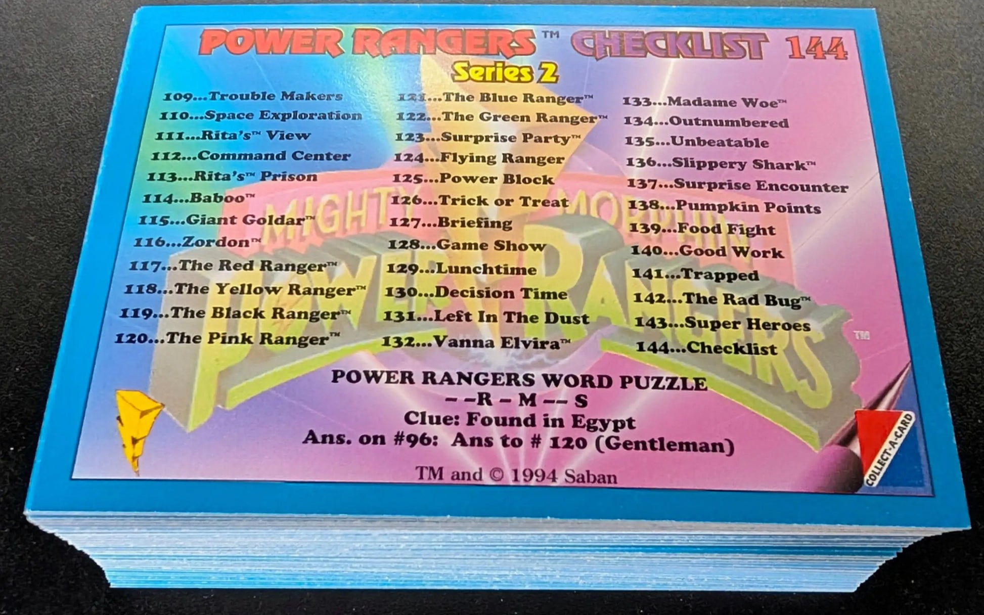 1994 Collect-a-Card Power Rangers Series 2 (Pink Retail) 72 Card Set - Non-Sports Card Single