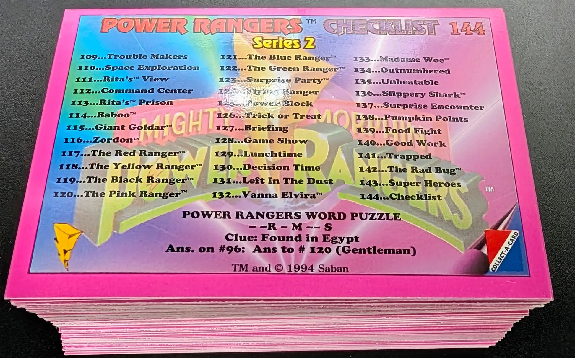 1994 Collect-a-Card Power Rangers Series 2 (Yellow Hobby) 72 Card Set - Non-Sports Card Single