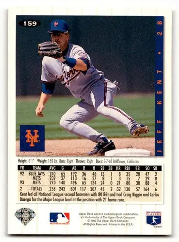 1994 Collector’s Choice #159 Jeff Kent New York Mets Baseball Cards ID:64397 - Baseball Card Single