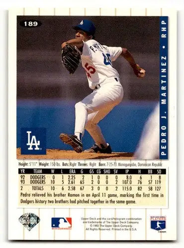 Original gloss Los Angeles Dodgers Pedro Martinez baseball card 1994 Collector’s Choice