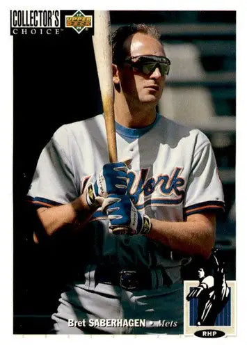 Original gloss 1994 Collector’s Choice Bret Saberhagen Mets baseball card featuring Simply Sandoval