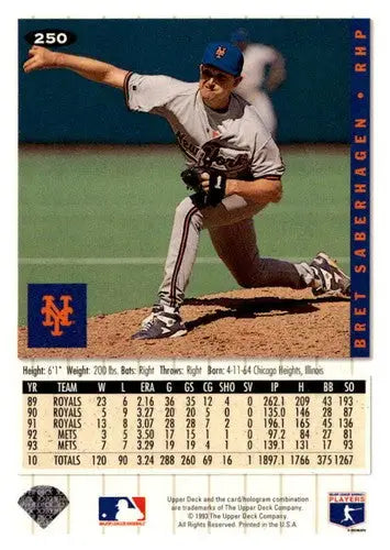 Original gloss 1994 Collector’s Choice Bret Saberhagen NM Near Mint Mets baseball card