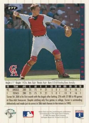 Baseball card back featuring original gloss for Chris Turner NM-MT from 1994 Collector’s Choice #277
