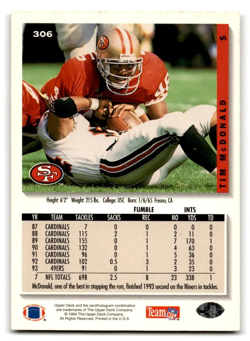1994 Collector’s Choice #306 Tim McDonald - Football Card Single