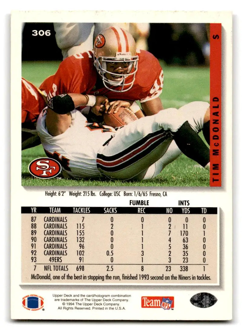 1994 Collector’s Choice #306 Tim McDonald - Football Card Single