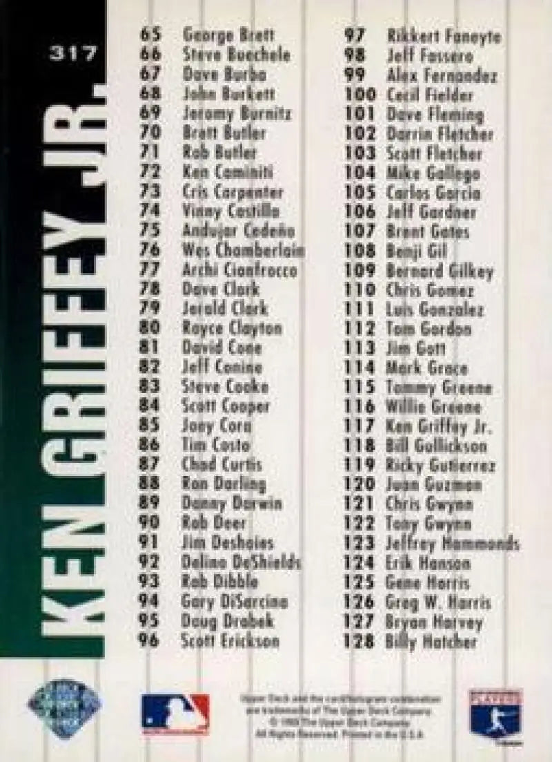 1994 Collector’s Choice #317 Ken Griffey Jr. NM-MT Mariners CL ID:9746 - Baseball Card Single