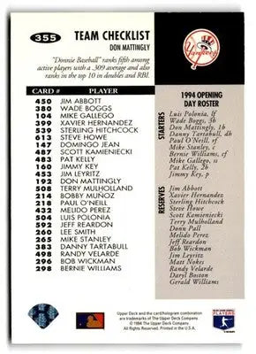 1994 Collector’s Choice #355 Don Mattingly - Baseball Card Single