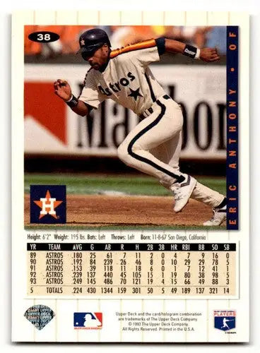 Original gloss of 1994 Collector’s Choice #38 Eric Anthony Houston Astros baseball card