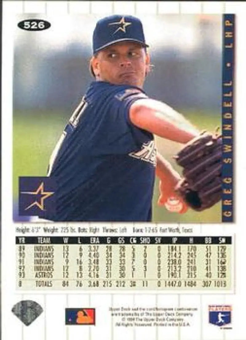 1994 Collector’s Choice #526 Greg Swindell NM Near Mint Astros - Baseball Card Single
