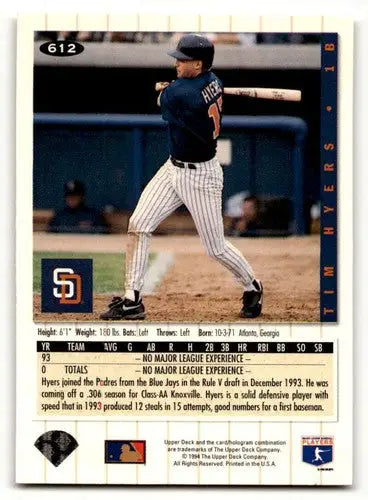 Original gloss Tim Hyers San Diego Padres baseball card from 1994 Collector’s Choice