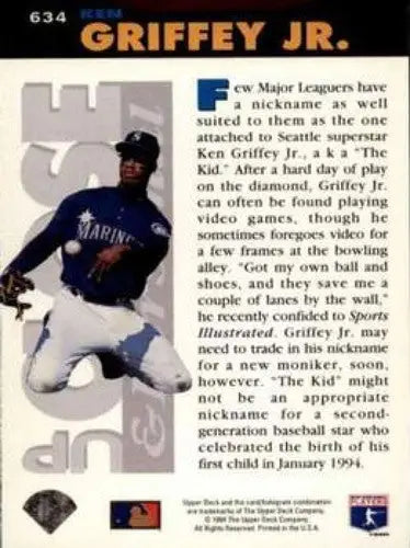 1994 Collector’s Choice #634 Ken Griffey Jr. NM-MT Mariners UP ID:81978 - Baseball Card Single