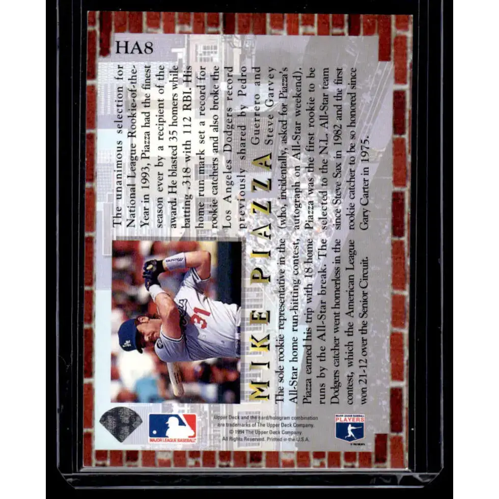 1994 Collector’s Choice #HA8 Mike Piazza EX/NM Los Angeles Dodgers Baseball Card - Baseball Card Single