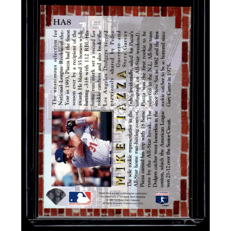 1994 Collector’s Choice #HA8 Mike Piazza EX/NM Los Angeles Dodgers Baseball Card - Baseball Card Single
