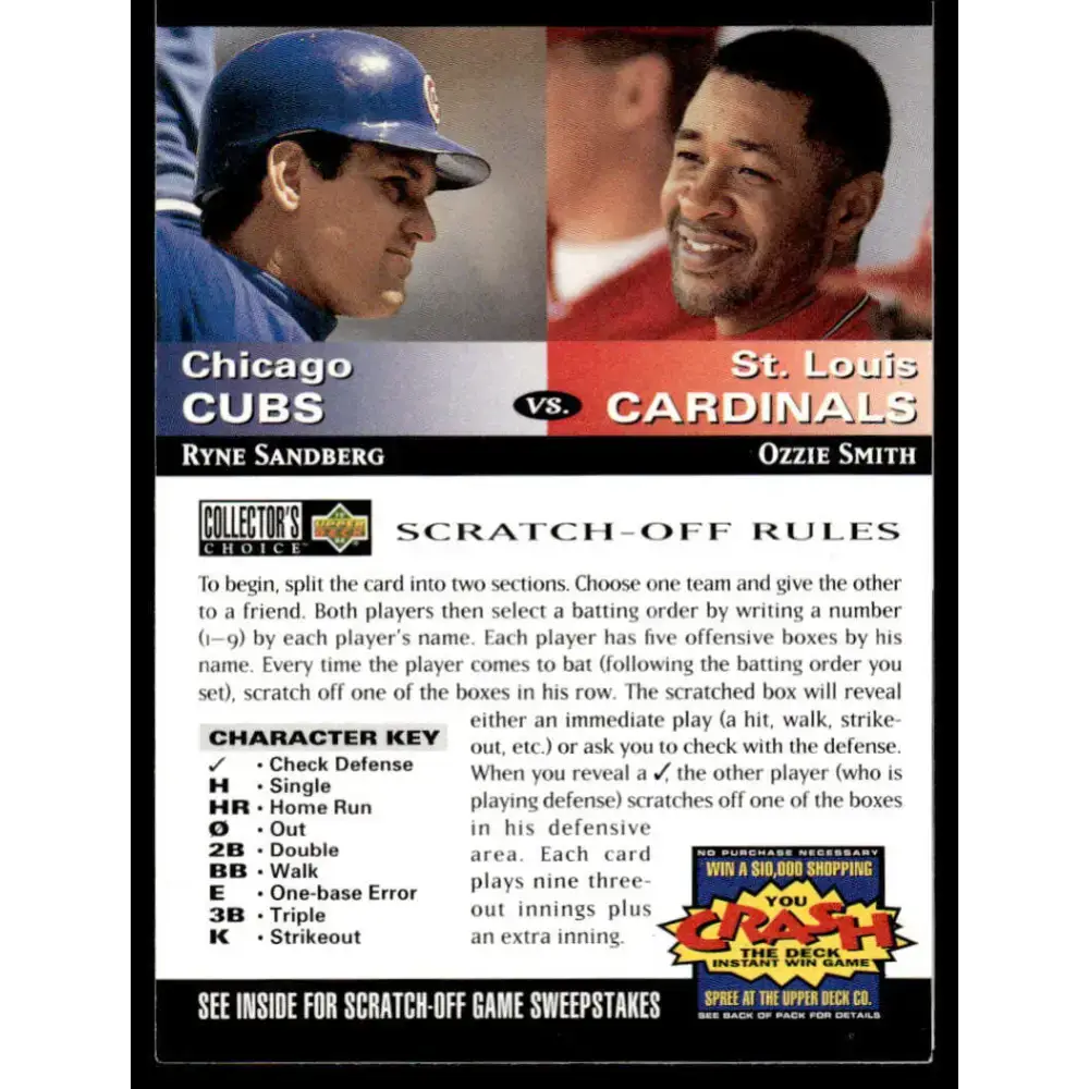 1994 Collector’s Choice #NNO Ryne Sandberg / Ozzie Smith EX Cubs/Cardinals Baseball Card - Baseball Card Single