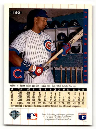1994 Collector’s Choice Silver Signature #193 Derrick May EX/NM Cubs ID:60758 - Baseball Card Single