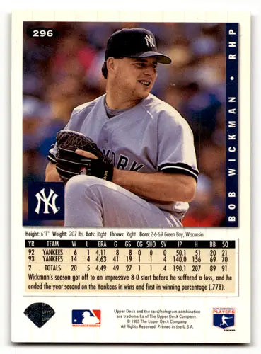 1994 Collector’s Choice Silver Signature Bob Wickman Yankees baseball card for sale